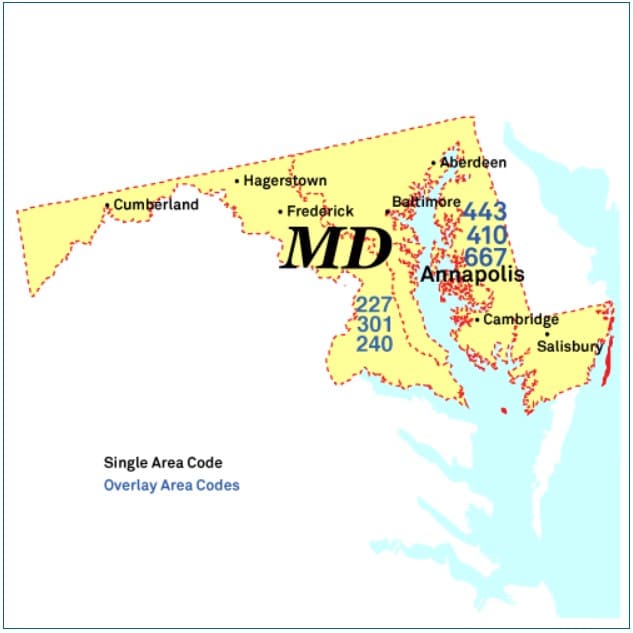 Mapa-de-códigos-de-área-Maryland