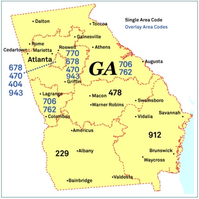 Mapa-de-códigos-de-área-georgia-GA